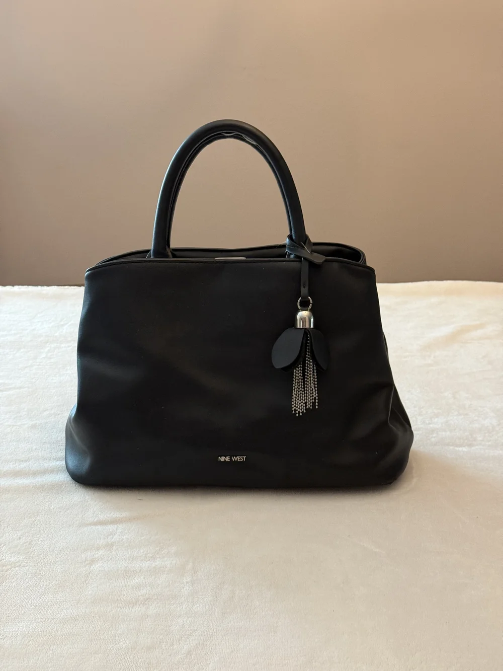 Nine West Black Satchel with Tassel Charm